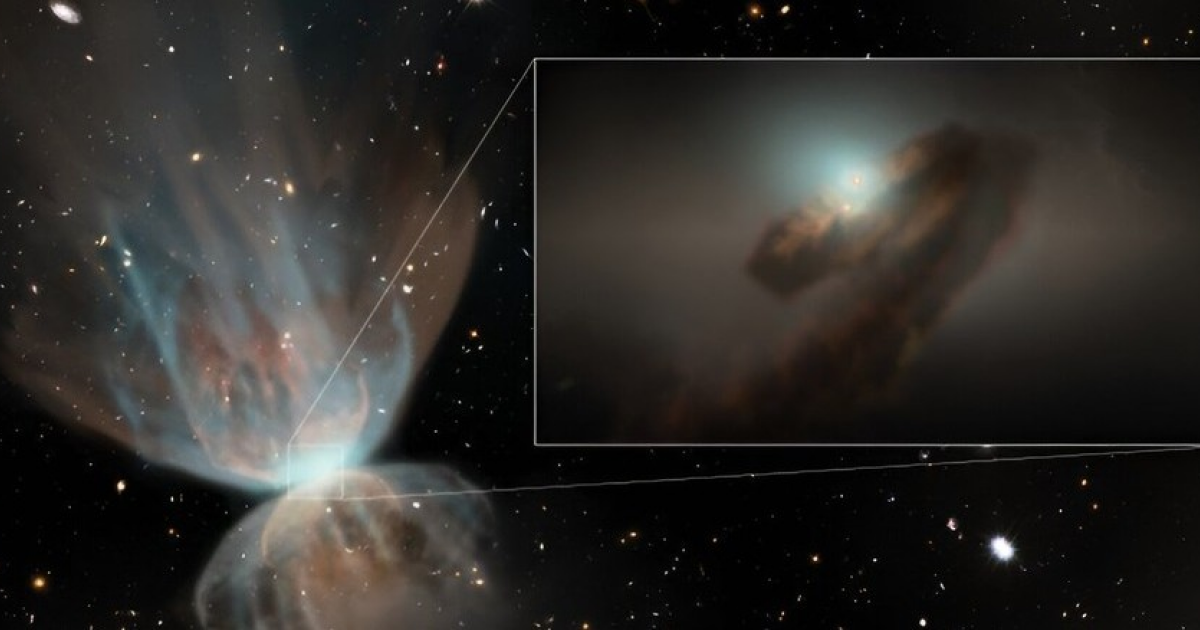 ALMA впервые увидела молекулярный отток газа от молодой двойной звезды FU Ориона